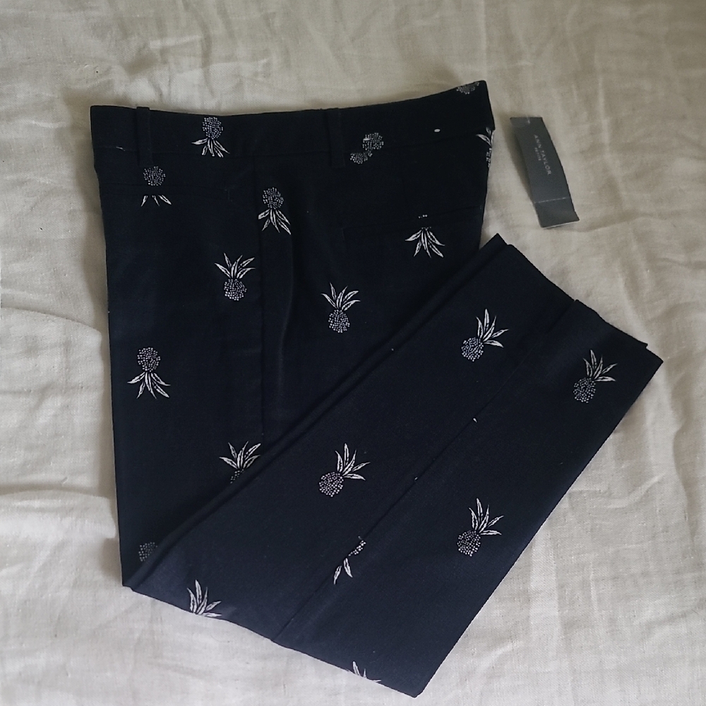 Ann Taylor Women's Blue Work Pants with Pineapple Pattern
